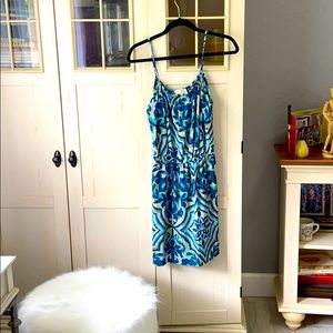 Cute sundress with soft yellows and teals